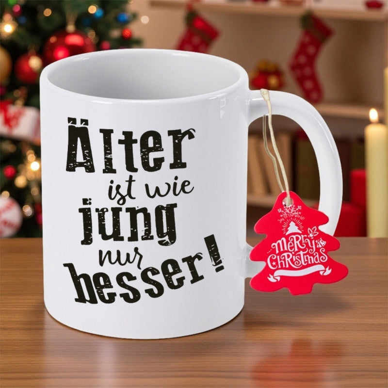 Tailorly White Ceramic 11 oz Mug - Merry Christmas Minimalist Featuring Bold Vintage Text Mug