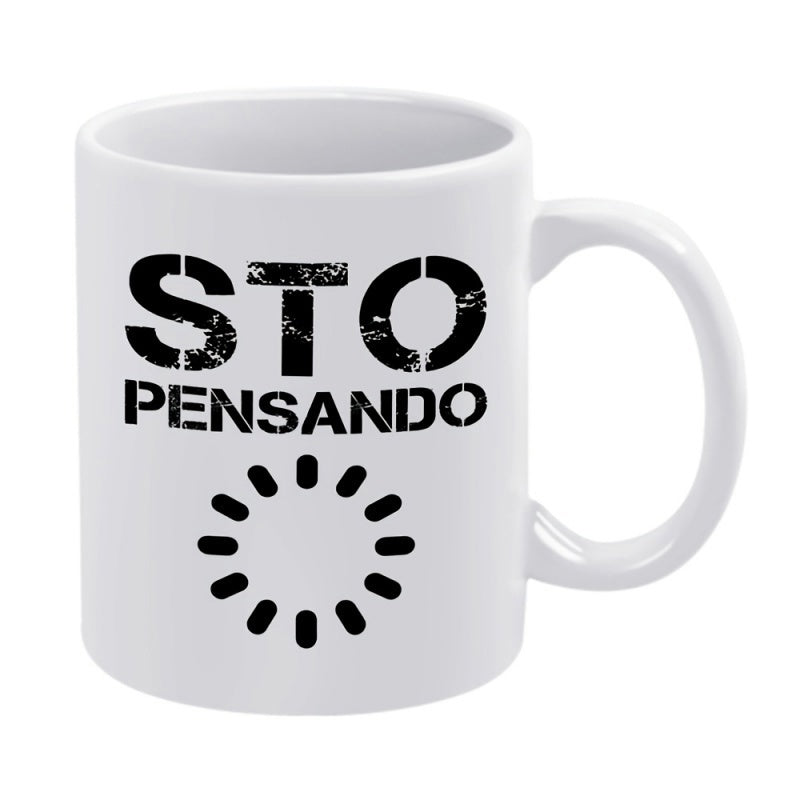 Tailorly White Ceramic 11 oz Mug - Minimalist White Ceramic With Digital Loading Bar Symbol Design Mug