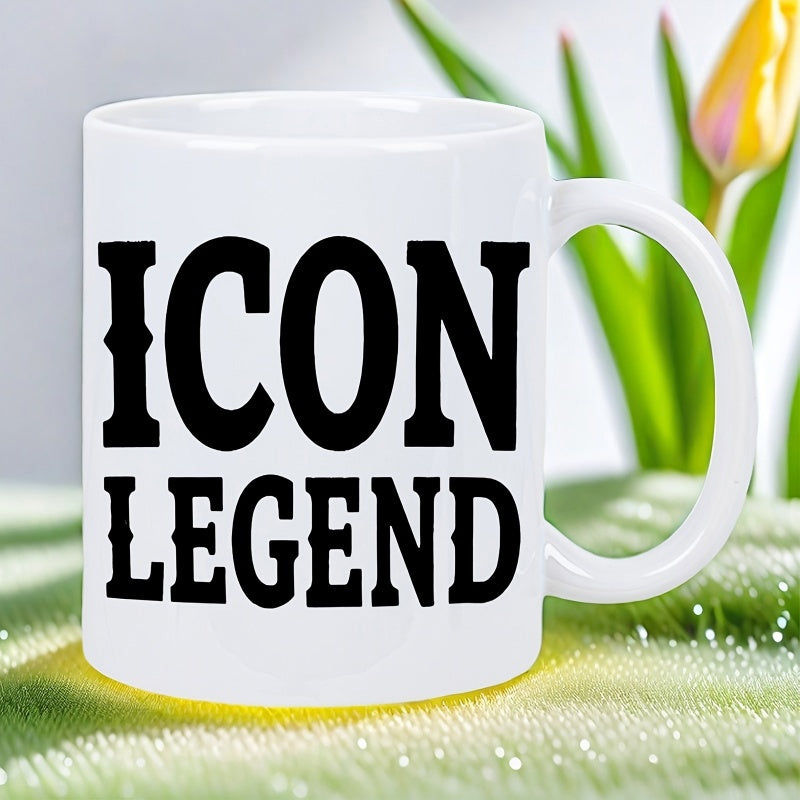 Tailorly White Ceramic 11 oz Mug - Icon Legend Bold Black Letters Centered On A Clean Surface