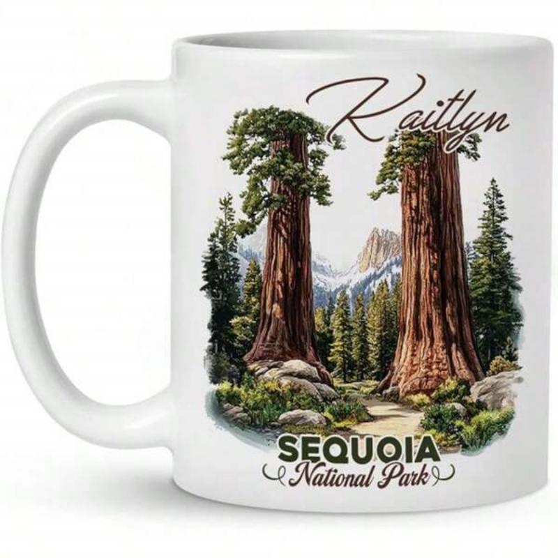 Tailorly White Ceramic 11 oz Mug - Kaitlyn Sequoia National Park Majestic Ancient Redwood Forest Standing Tall Among Scenic Mountain Peaks Sequoia