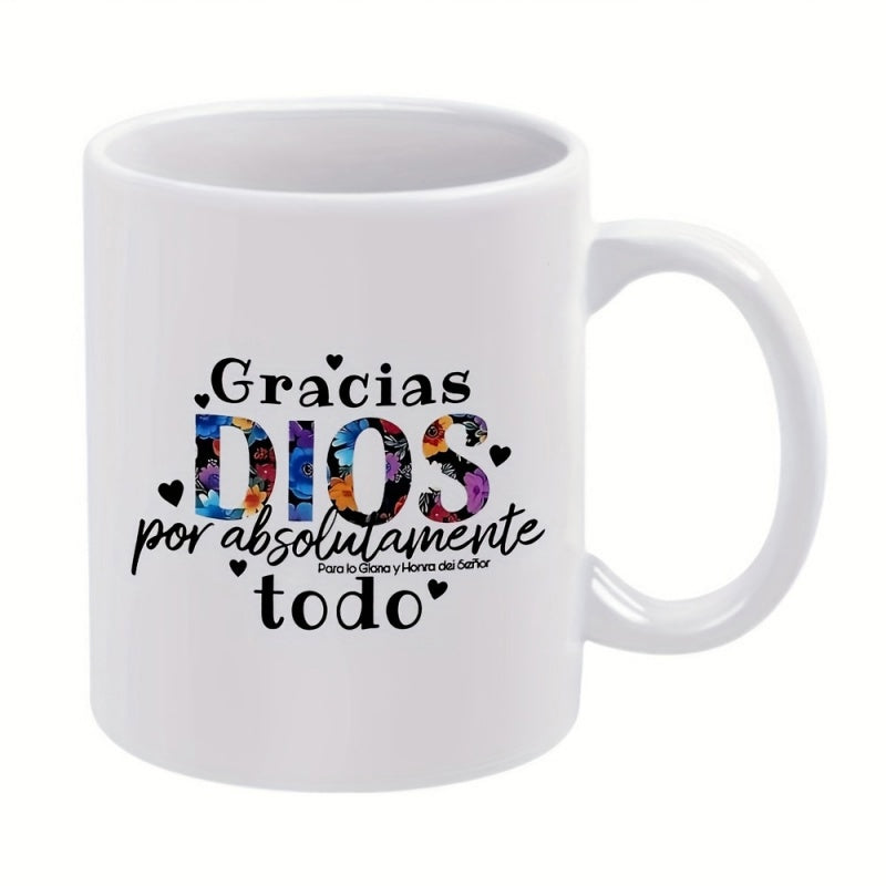 Tailorly White Ceramic 11 oz Mug - Elegant Featuring Colorful Floral Letters And Decorative Hearts Mug