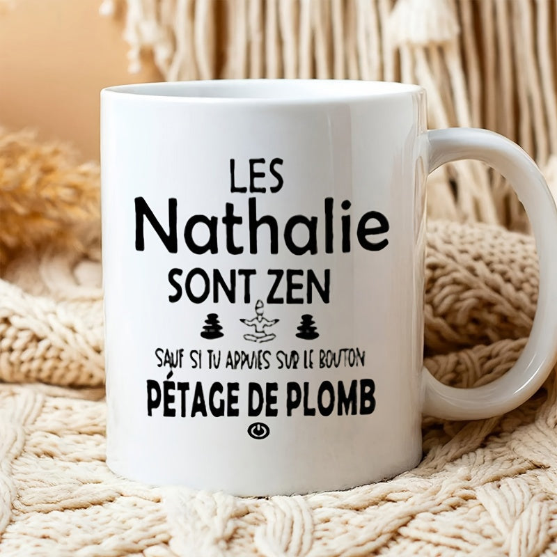 Tailorly White Ceramic 11 oz Mug - Minimalist Black Silhouette Zen Stones With Yoga Pose On