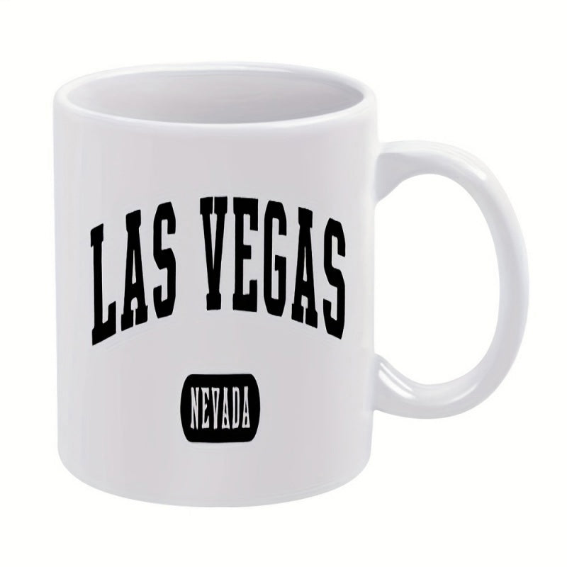 Tailorly White Ceramic 11 oz Mug - Las Vegas Nevada Bold Black Arched Typography Printed On A Smooth Clean White Surface Mug