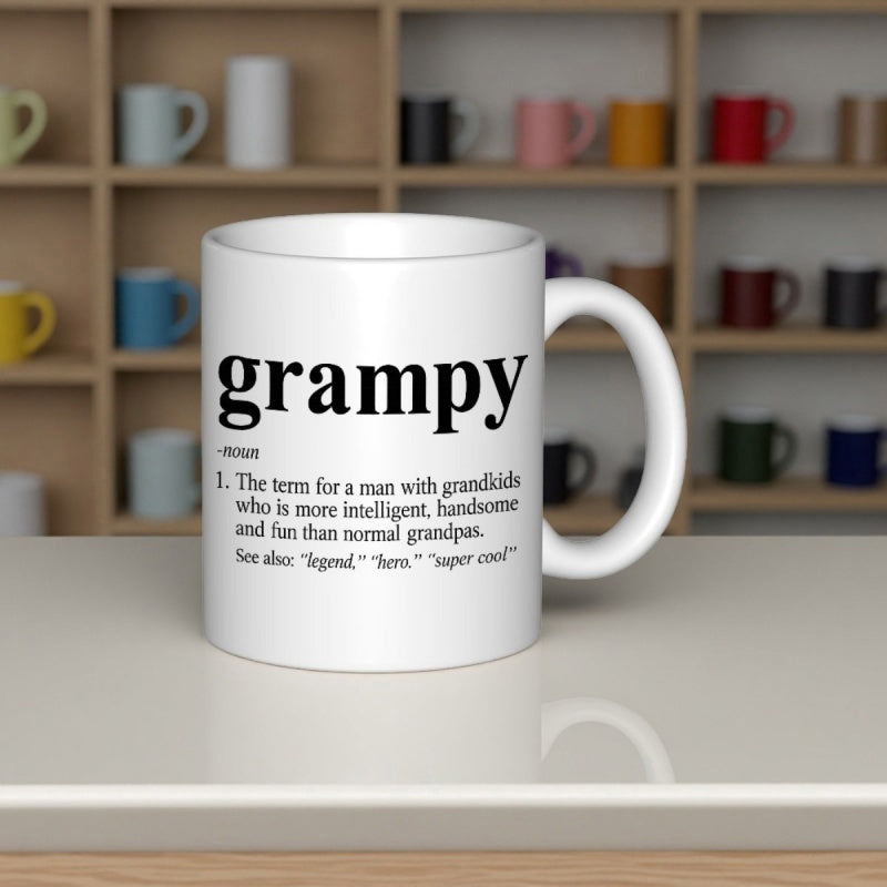 Tailorly White Ceramic 11 oz Mug - Grampy Minimalist Black Typography Featured On A Clean Polished Ceramic Surface Mug