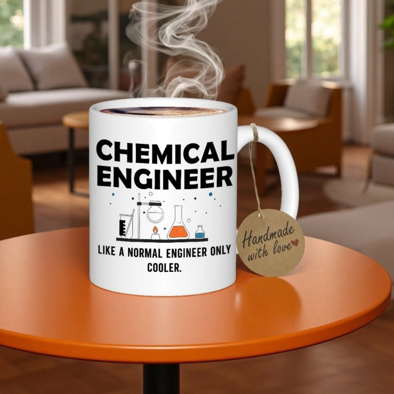 Tailorly White Ceramic 11 oz Mug - Chemical Engineer Like A Normal Engineer Only Cooler Minimalist Laboratory Glassware With Bubbling Liquids And Decorative