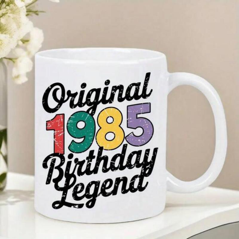 Tailorly White Ceramic 11 oz Mug - Original 1985 Birthday Legend Vintage Distressed Colorful Numbers Celebrating A Classic Milestone Birth Year Mug
