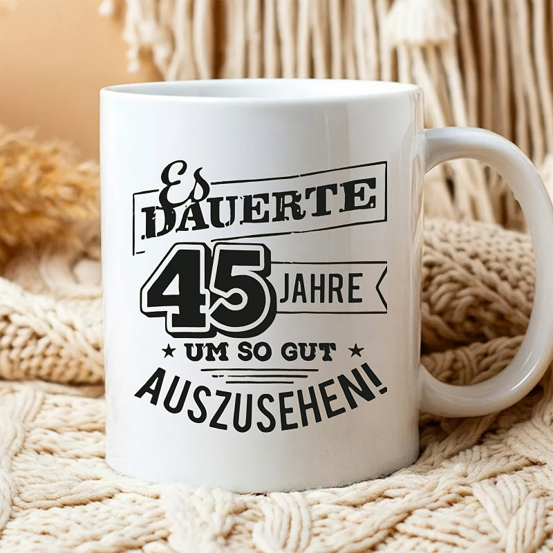 Tailorly White Ceramic 11 oz Mug - Vintage Typography With Stars And Banners Displaying A Bold Number Mug