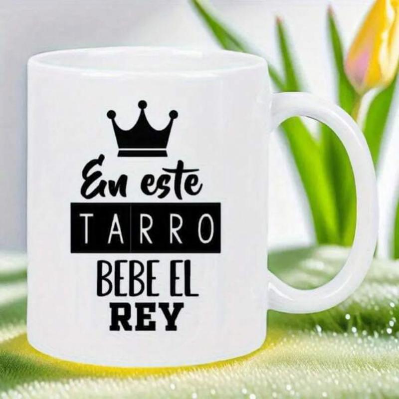 Tailorly White Ceramic 11 oz Mug - Elegant Minimalist Royal Design With Bold Black Typography Featuring A Simple Crown