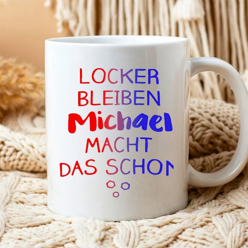 Tailorly White Ceramic 11 oz Mug - Michael Vibrant Gradient Text On A Minimalist Mug