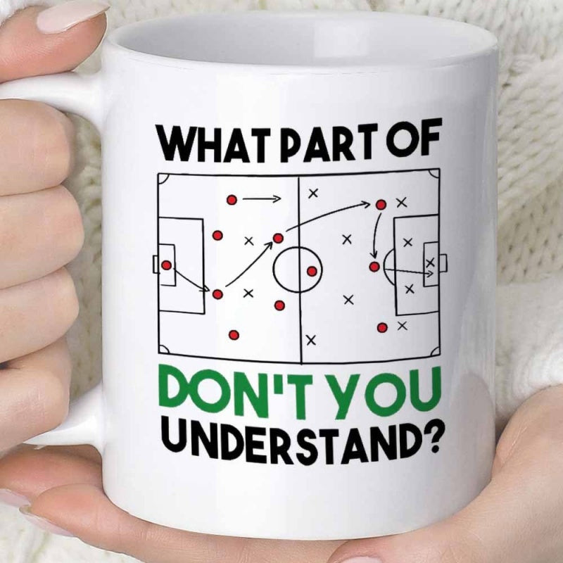 Tailorly White Ceramic 11 oz Mug - What Part Of Don't You Understand Detailed Tactical Soccer Pitch Layout With Strategic Player Movements And Formations Field