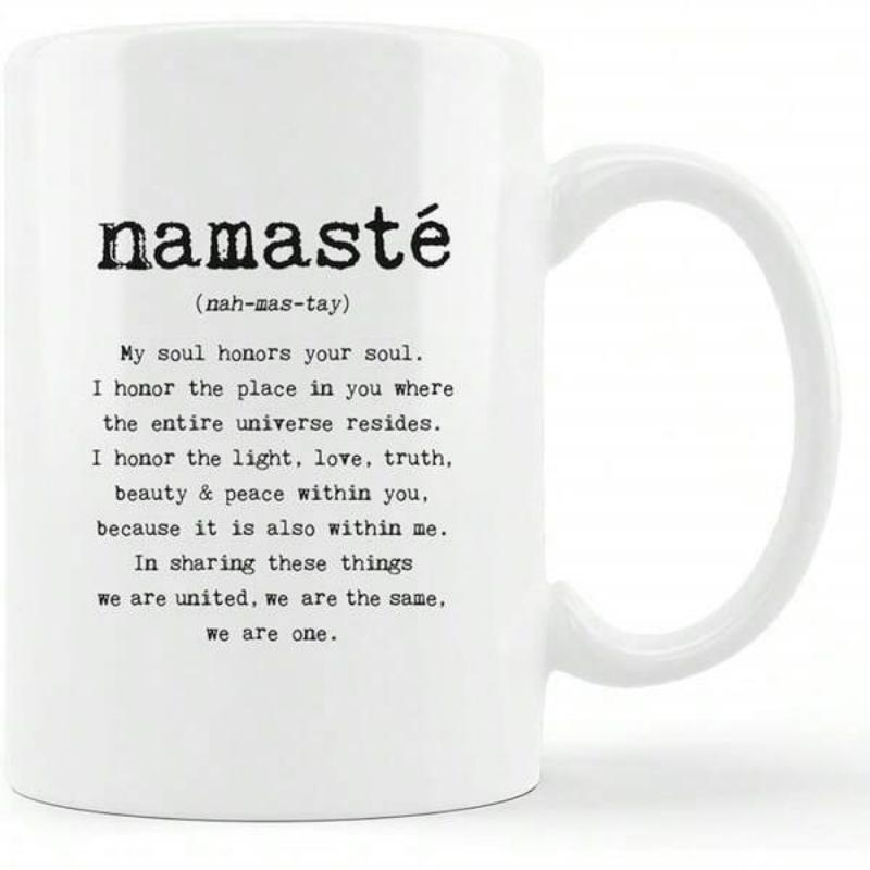 Tailorly White Ceramic 11 oz Mug - Namaste My Soul Honors Your Soul Minimalist Vintage Typewriter Font Printed On A Smooth Clean White Surface Mug