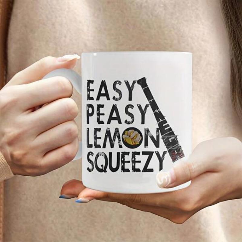 Tailorly White Ceramic 11 oz Mug - Easy Peasy Lemon Squeezy Vintage Distressed Black Musical Wind Instrument Graphic Standing Near Creative Text Recorder