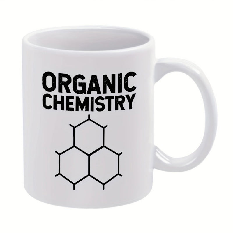 Tailorly White Ceramic 11 oz Mug - Organic Chemistry Minimalist Black Line Hexagonal Molecular Structure Set On White Surface Mug