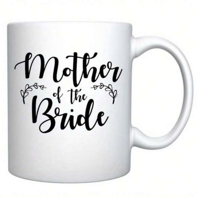 Tailorly White Ceramic 11 oz Mug - Mother Of The Bride Minimalist Floral Vines Adorning Elegant Handwritten Script Typography Style Mug