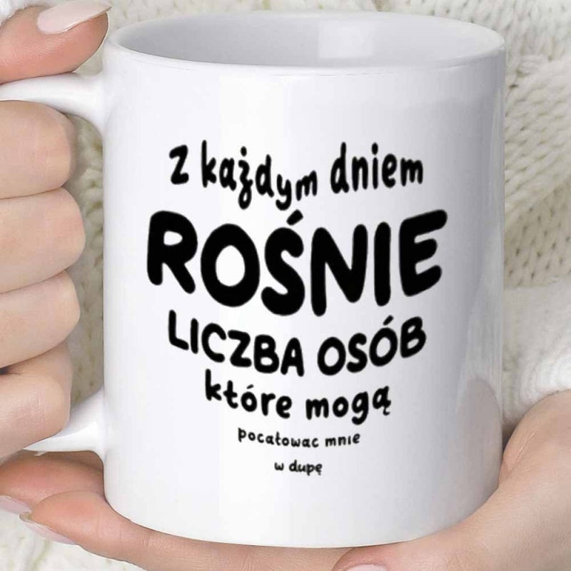 Tailorly White Ceramic 11 oz Mug - Minimalist White Ceramic Kitchenware Held By Hands Featuring Bold Black Lettering Mug