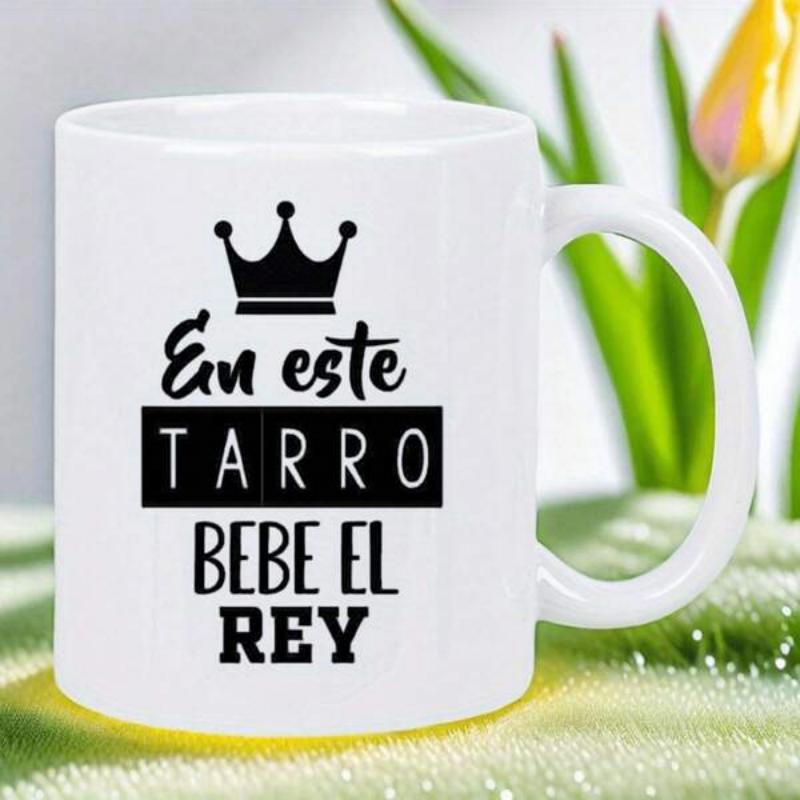 Tailorly White Ceramic 11 oz Mug - Elegant Minimalist Black Silhouette Of A Five Pointed Royal Majesty Crown