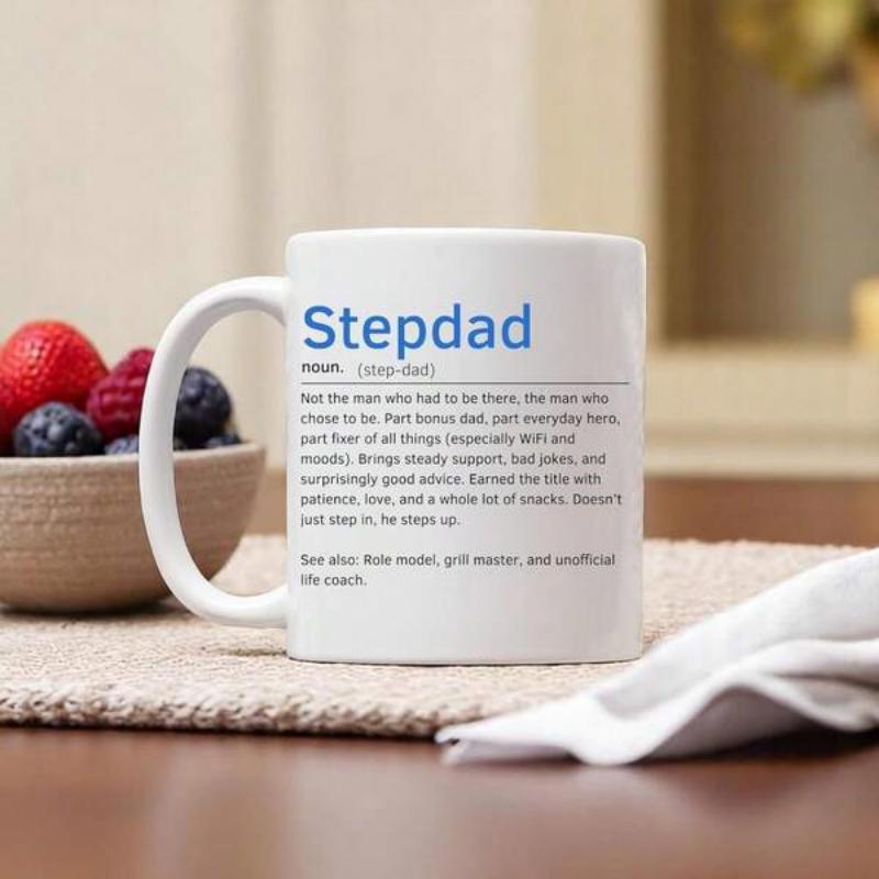 Tailorly White Ceramic 11 oz Mug - Stepdad Clean With Blue Dictionary Text Definition Mug