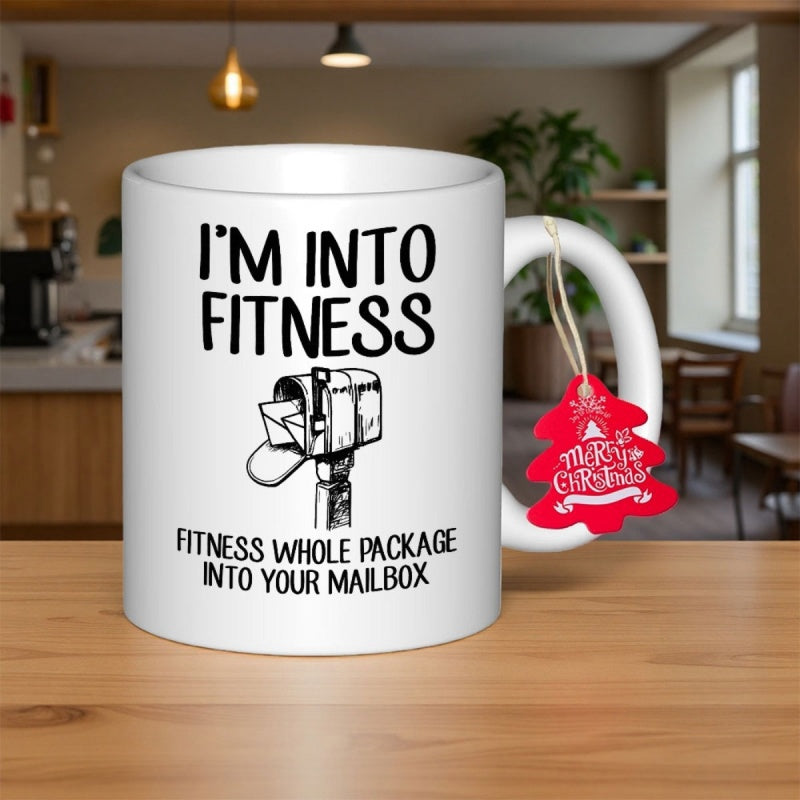 Tailorly White Ceramic 11 oz Mug - Im Into Fitness Fitness Whole Package Into Your Mailbox Simple Sketchy Hand Drawn Postbox Holding A Stack Of Letters Mailbox