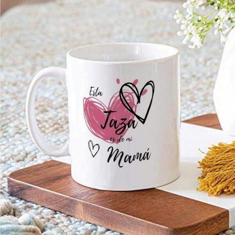 Tailorly White Ceramic 11 oz Mug - Elegant Hand Drawn Outlines Overlapping A Soft Pink Brushstroke Heart