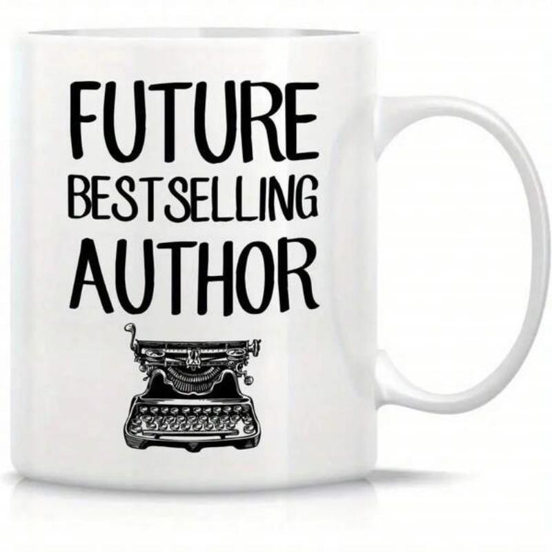 Tailorly White Ceramic 11 oz Mug - Future Bestselling Author Classic Vintage Black Mechanical Keys Featuring Retro Metal Design Detailed Typewriter