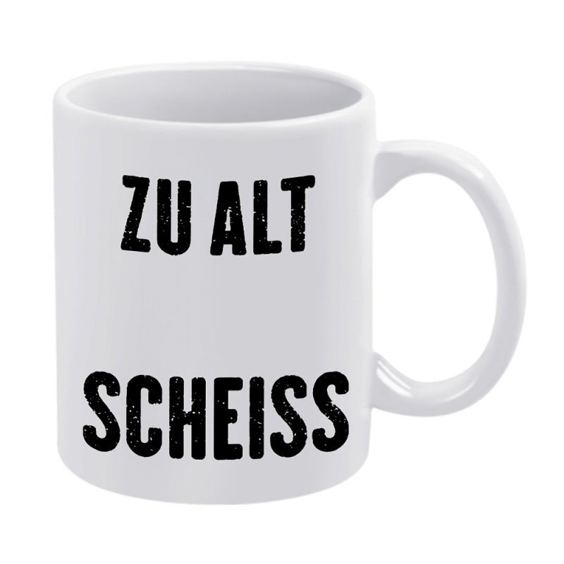 Tailorly White Ceramic 11 oz Mug - With Bold Distressed Black Printed Lettering Mug