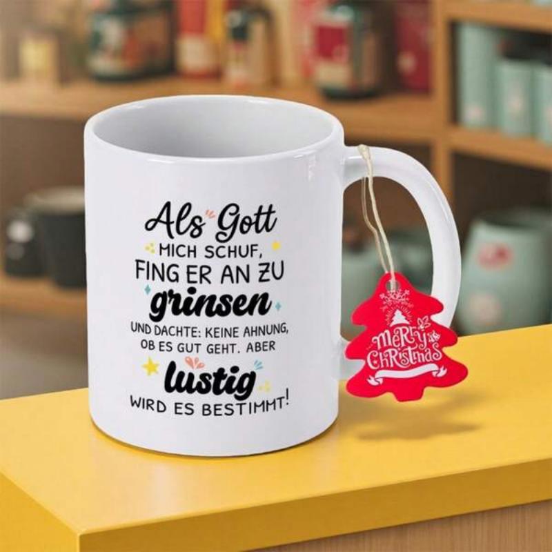Tailorly White Ceramic 11 oz Mug - Merry Christmas Classic White Ceramic Vessel Featuring Minimalist Star Accents And Bold Decorative Typography Mug