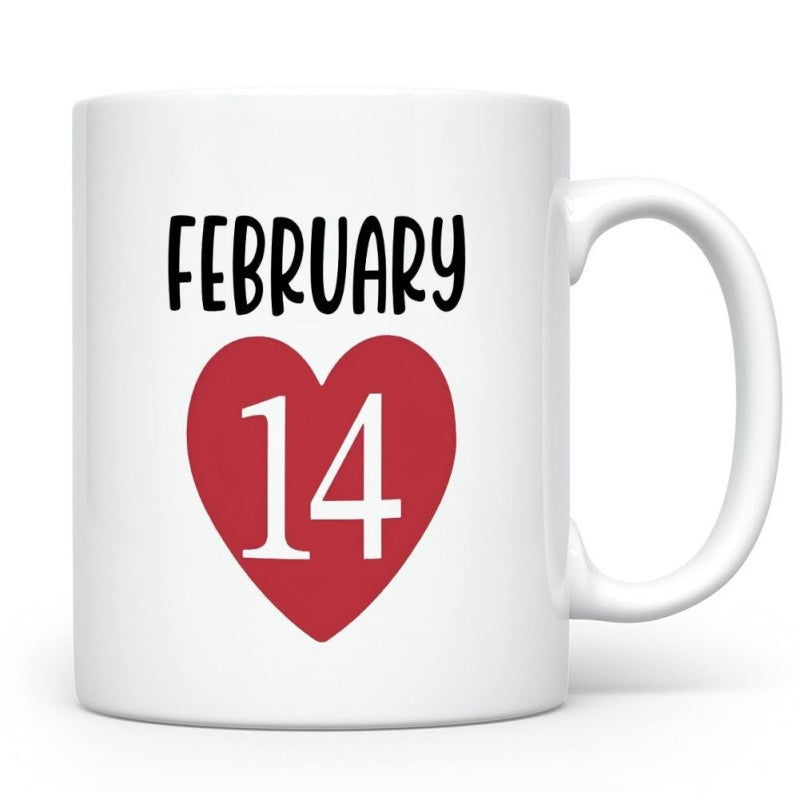 Tailorly White Ceramic 11 oz Mug - February 14 Simple Red Symbolic Shape Placed On A Plain White Background Heart