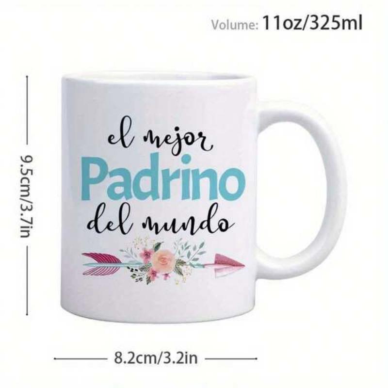 Tailorly White Ceramic 11 oz Mug - Soft Pink Flowers And Green Leaves Adorning A Decorative Horizontal Arrow