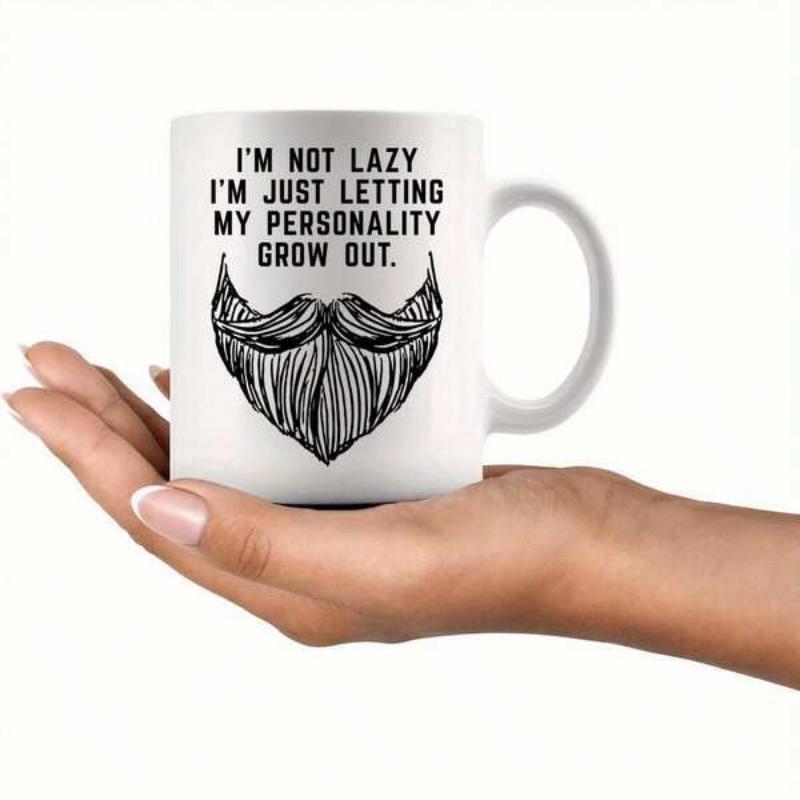 Tailorly White Ceramic 11 oz Mug - Im Not Lazy Im Just Letting My Personality Grow Out Detailed Hand Drawn Artistic Vintage Black Ink Style Grooming Accessory