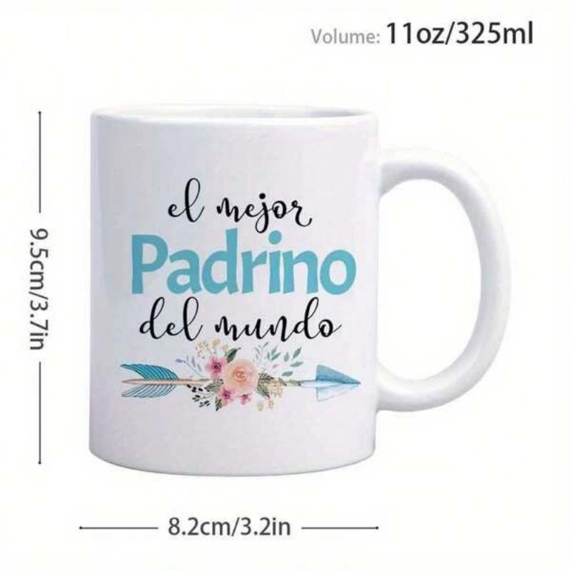 Tailorly White Ceramic 11 oz Mug - Soft Pink Blossoms And Blue Feathers On Decorative Horizontal Arrow
