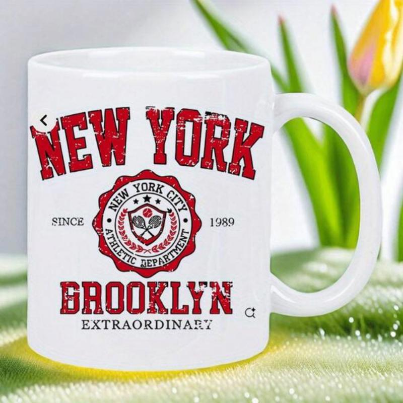 Tailorly White Ceramic 11 oz Mug - New York Since 1989 New York City Athletic Department Brooklyn Extraordinary Vintage Distressed Collegiate Seal Featuring