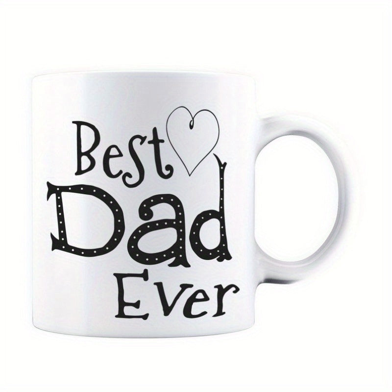 Tailorly White Ceramic 11 oz Mug - Best Dad Ever Elegant Stylized Script With A Delicate Hand Drawn Heart Heart