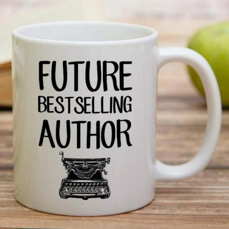 Tailorly White Ceramic 11 oz Mug - Future Bestselling Author Vintage Manual Typing Machine With Ink Details Retro Illustration Typewriter