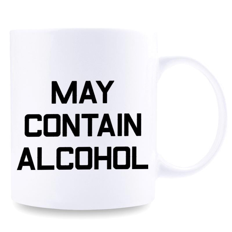 Tailorly White Ceramic 11 oz Mug - May Contain Alcohol Modern Minimalist Bold Black Text On A Clean White Surface Mug