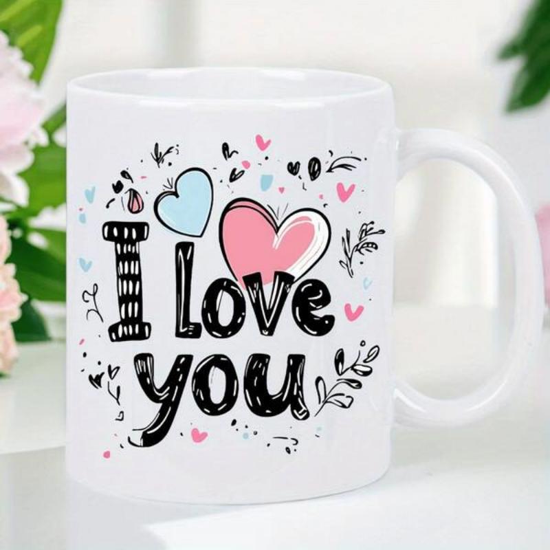Tailorly White Ceramic 11 oz Mug - I Love You Colorful Artistic Doodles Floating Among Soft Pastel Painted Heart