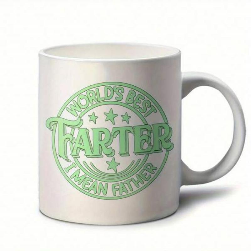 Tailorly White Ceramic 11 oz Mug - Worlds Best Farter I Mean Father Vintage Circular Seal With Three Stars And Decorative Bold Typography Mug