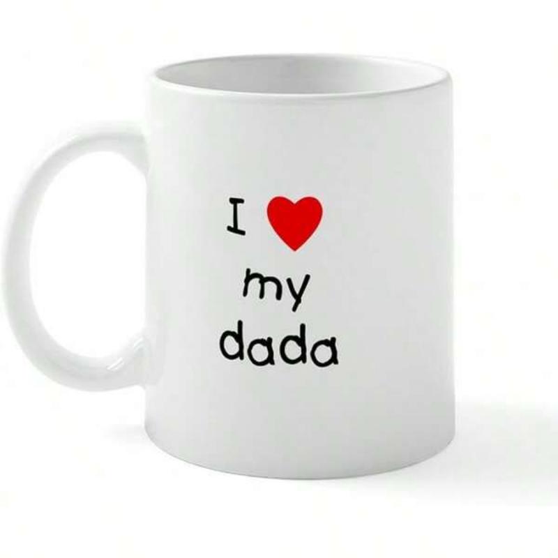 Tailorly White Ceramic 11 oz Mug - I My Dada Minimalist Featuring Vibrant Red Heart Symbol Mug
