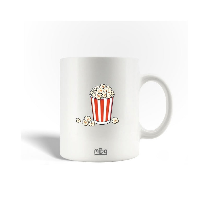 Tailorly White Ceramic 11 oz Mug - Mug Red And White Striped Classic Bucket Overflowing With Fluffy Crunchy Popcorn