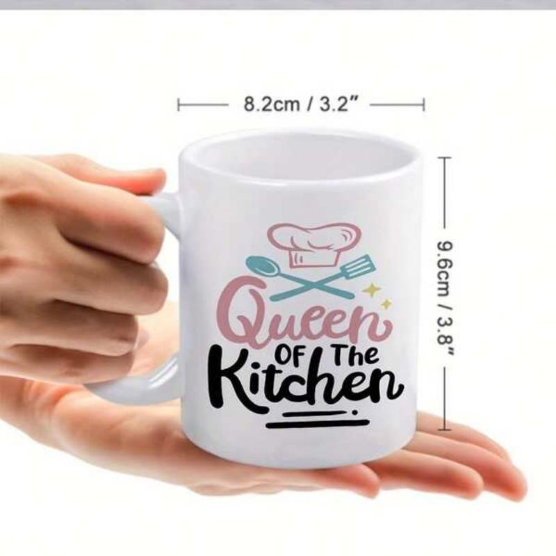Tailorly White Ceramic 11 oz Mug - Queen Of The Kitchen Simple Chef Hat With Crossed Spoon And Spatula Cooking Utensils Mug