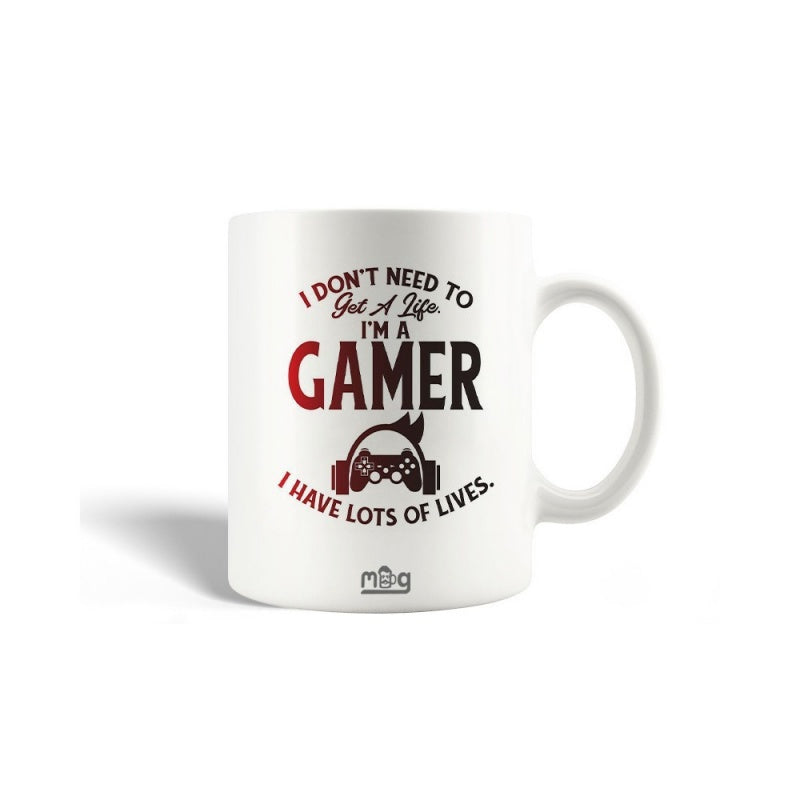 Tailorly White Ceramic 11 oz Mug - I Dont Need To Get A Life Im A Gamer I Have Lots Of Lives Modern Gaming Headset Featuring A Retro Controller Icon Design Mug