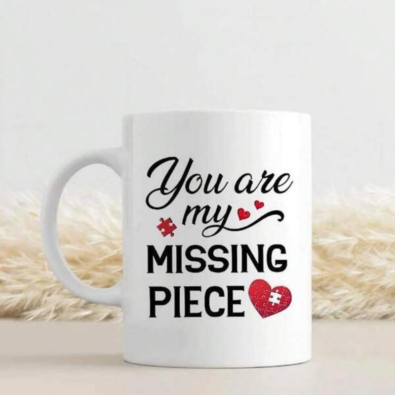 Tailorly White Ceramic 11 oz Mug - You Are My Missing Piece Simple Red Hearts With A Single Puzzle Piece Symbolizing Love Heart