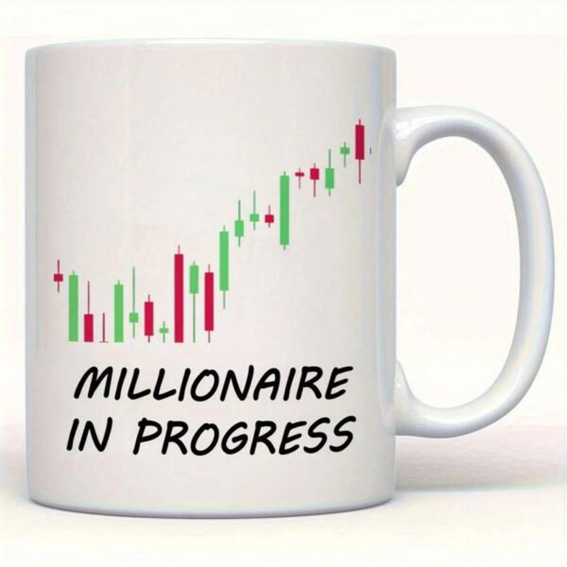 Tailorly White Ceramic 11 oz Mug - Millionaire In Progress Financial Green Red Candlestick Rising Upward Growth Success Chart