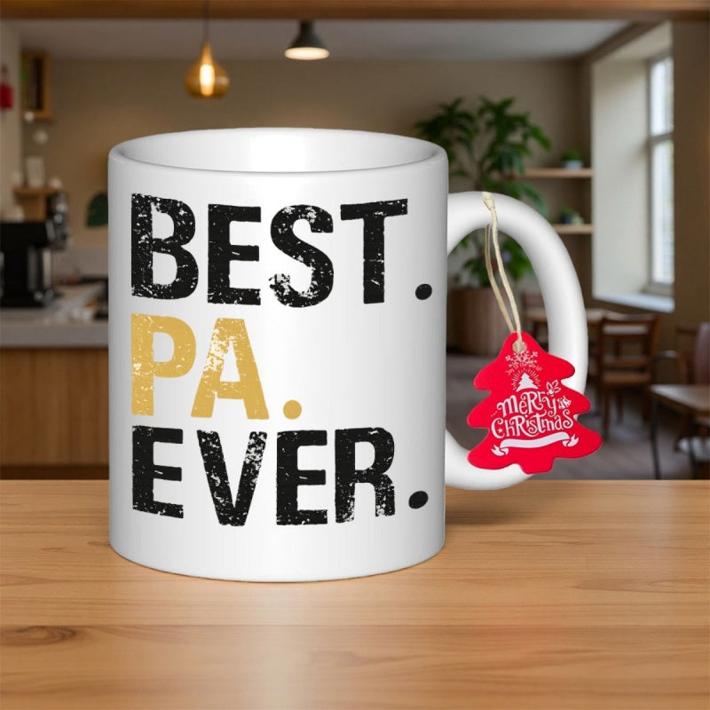 Tailorly White Ceramic 11 oz Mug - Best Pa Ever With Textured Black And Gold Lettering Mug