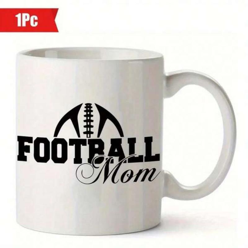 Tailorly White Ceramic 11 oz Mug - Football Mom Silhouette Of An American Football Printed On A Classic Football