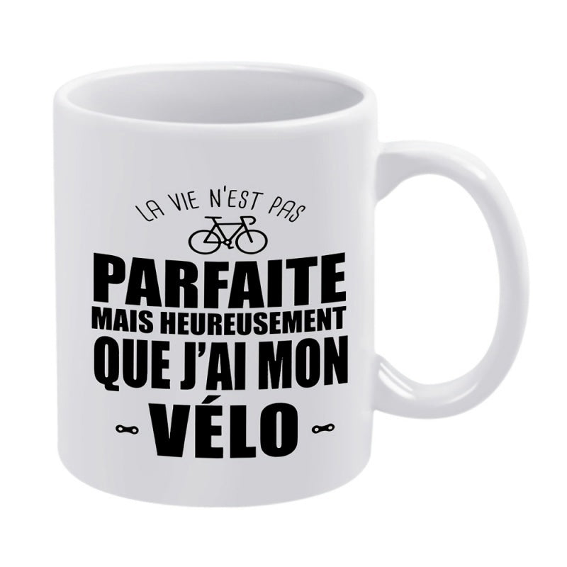 Tailorly White Ceramic 11 oz Mug - Minimalist Black Outline Riding Equipment Featuring Sleek Frame And Thin Wheels Bicycle