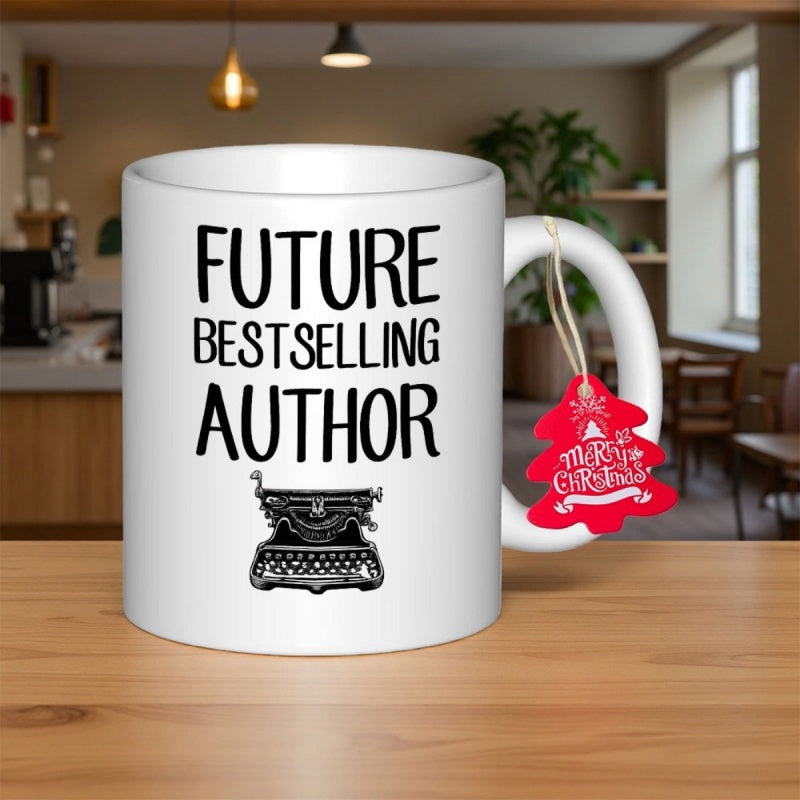 Tailorly White Ceramic 11 oz Mug - Future Bestselling Author Classic Retro Writing Machine With Keys And Mechanical Details Typewriter