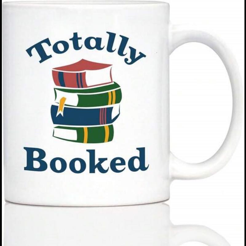 Tailorly White Ceramic 11 oz Mug - Totally Booked Colorful Stack Of Vintage Hardcover Stories Resting On White Books