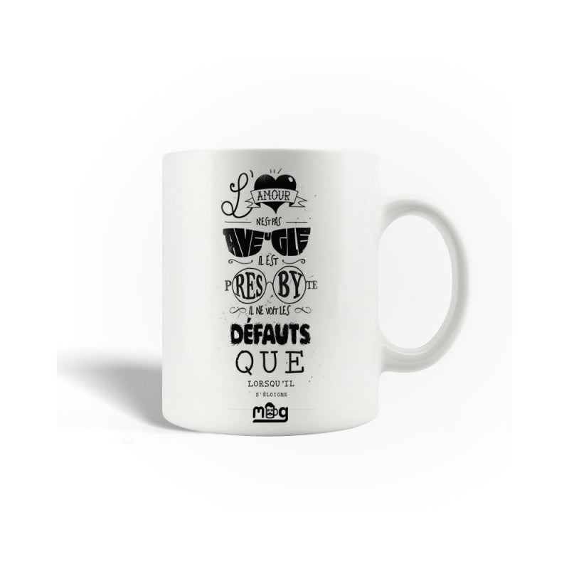 Tailorly White Ceramic 11 oz Mug - Elegant Black Typography Arranged With Artistic Heart And Stylish Sunglasses Design