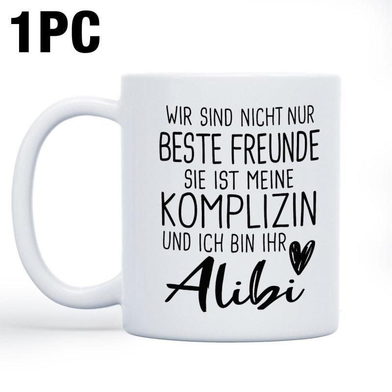Tailorly White Ceramic 11 oz Mug - Minimalist White Ceramic With Hand Drawn Heart And Meaningful German Quote Mug