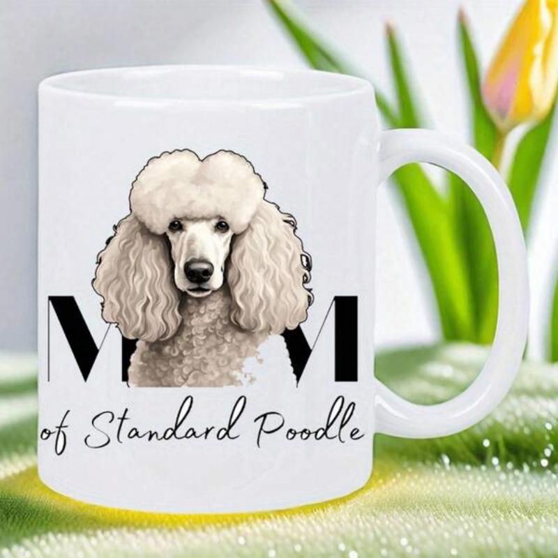 Tailorly White Ceramic 11 oz Mug - Mom Of Standard Poodle Elegant White Fluffy Dog Portrait With Graceful Curls And Gentle Expression Poodle
